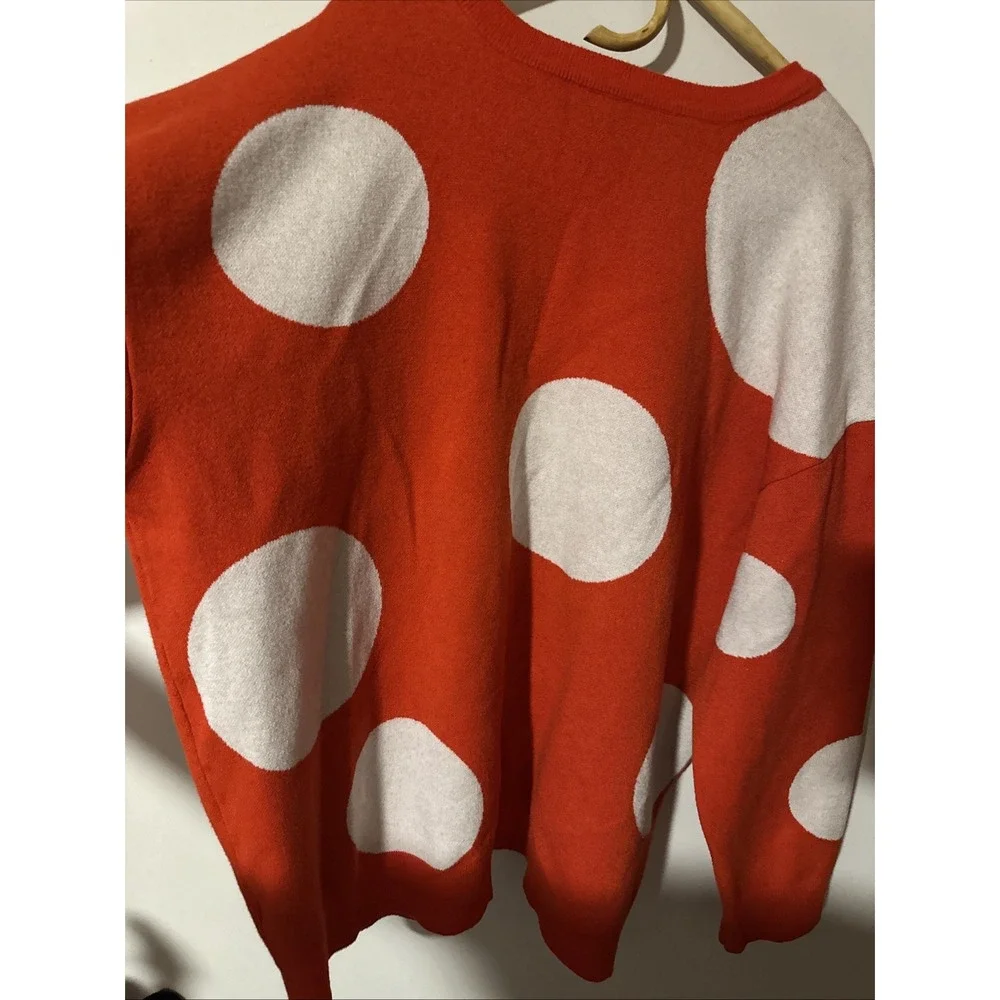 Disney Minnie Mouse Pullover Knit Sweater for Adults 2XL Large‎ White Polka Dots